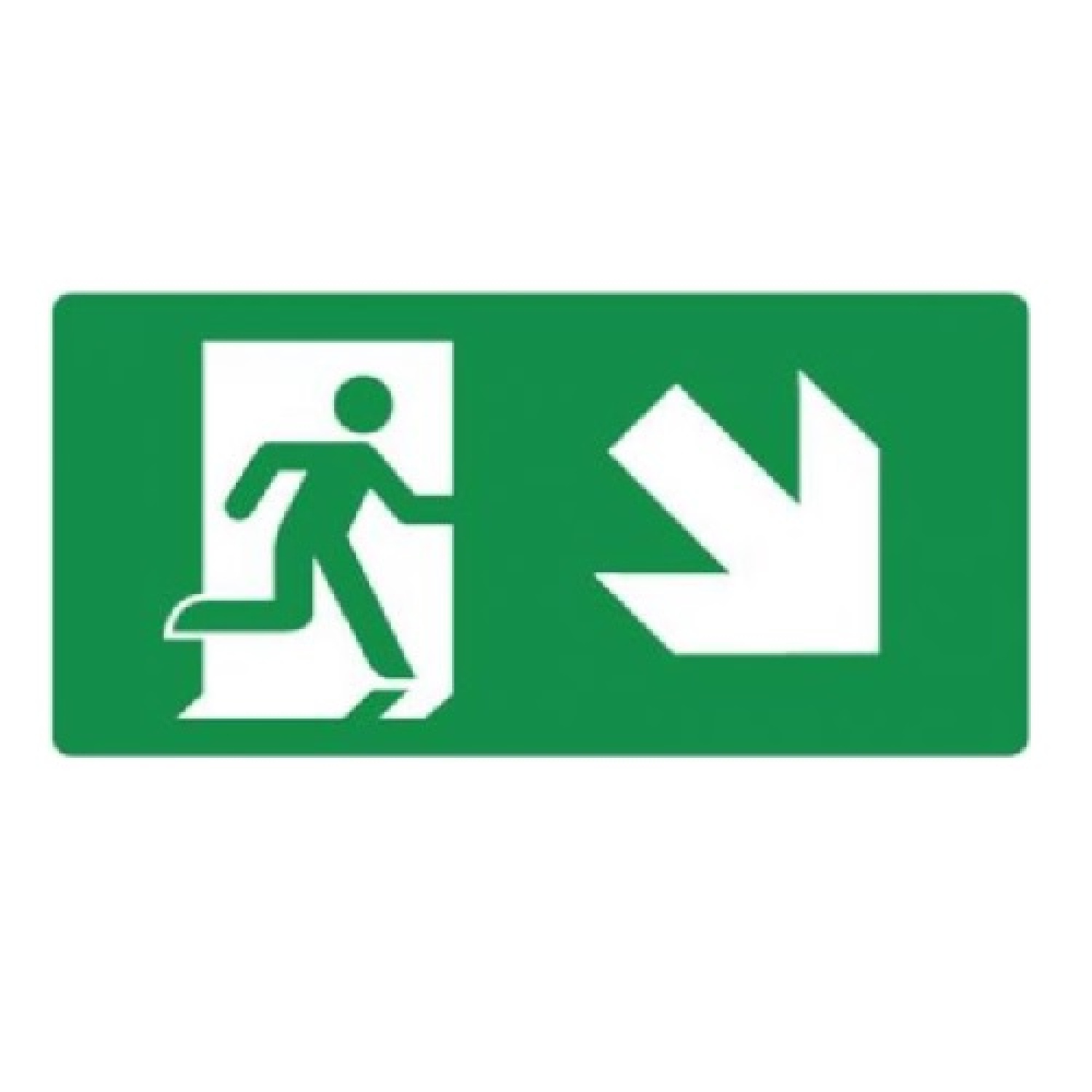 Nooduitgang pictogram sticker rechts omlaag 150x300mm