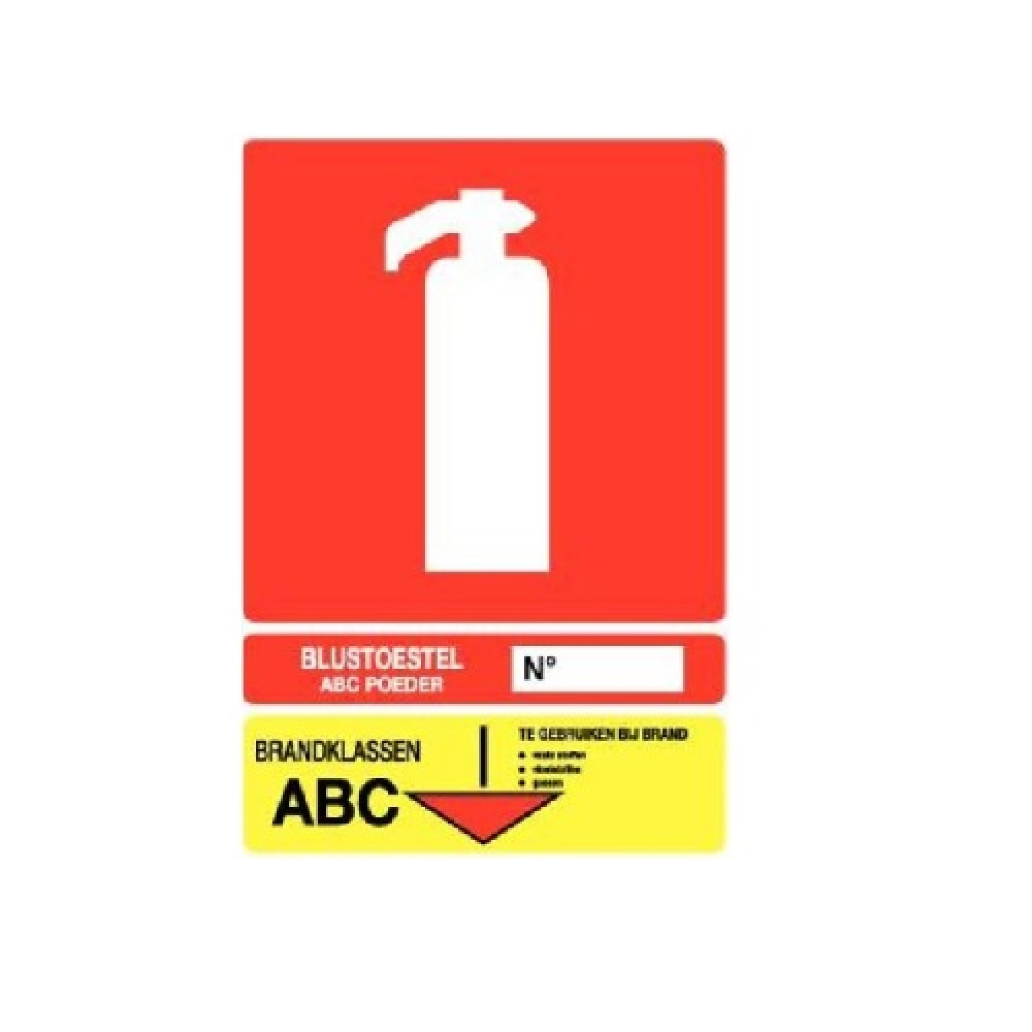Poederblusser ABC brandklasse nummering