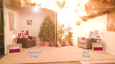 Kerstbomen zijn heel brandbaar!